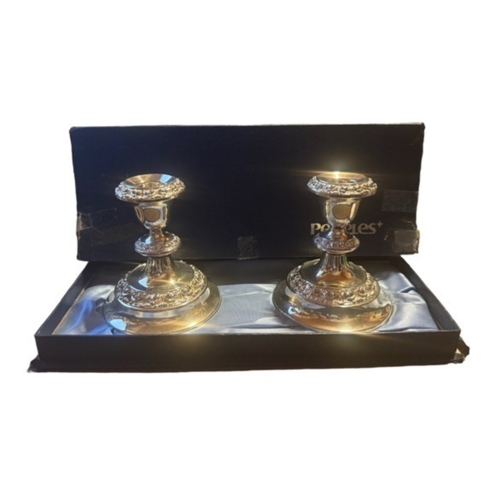 Vintage IANTHE of England Candlesticks Peoples Jewellers Silver Plated Wedding D